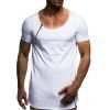 T-shirt Décoré de Zip en Couleur Unie à Manches Courtes - Gris 3XL