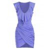 Robe Fourreau Tulipe Plissée sans Manches - Pourpre 3XL