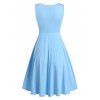Pure Color Mock Button Mini Sleeveless Dress - LIGHT BLUE L