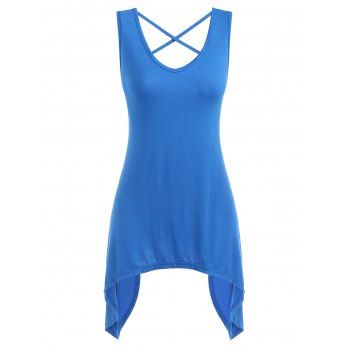 

Longline Criss Cross Handkerchief Tank Top, Dodger blue