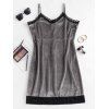 Robe Moulante en Velours à Ourlet en Dentelle - Gris S