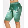 Legging de Motard Motif de 3D Papillon de Grande Taille - Vert Tortue de Mer 4X