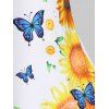 Plus Size Sunflower Butterfly Print Asymmetric Tank Top - WHITE 4X
