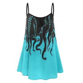 

Plus Size 3D Galaxy Octopus Print Cami Top, Medium turquoise