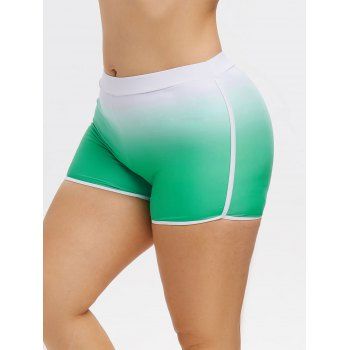 

Ombre Contrast Piping Plus Size Swim Boyshorts, Algae green