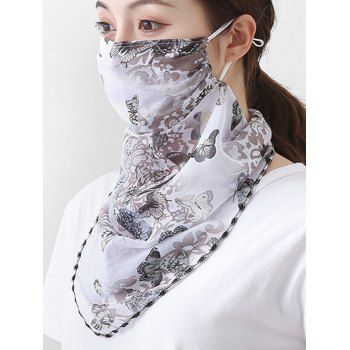 

Outdoor Butterfly Printed Mask Scarf, White