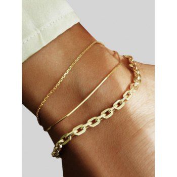 

3 Pcs Metal Chain Anklet Set, Gold