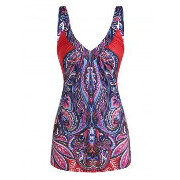 

Tribal Print V Neck Tank Top, Multicolor a