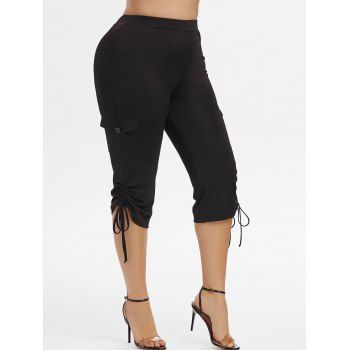 Image of Plus Size Side Pockets Cinched Cropped Pants