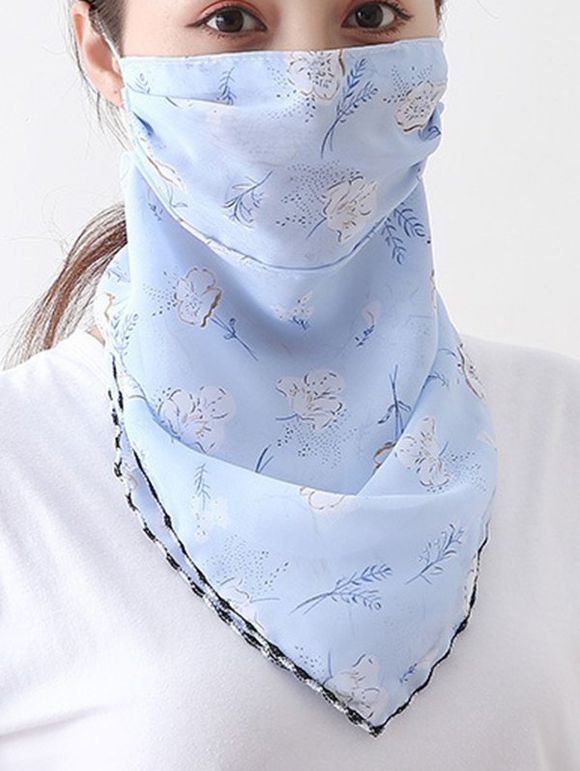 Écharpe Masque d'Eté Fleur Imprimée - Bleu clair 
