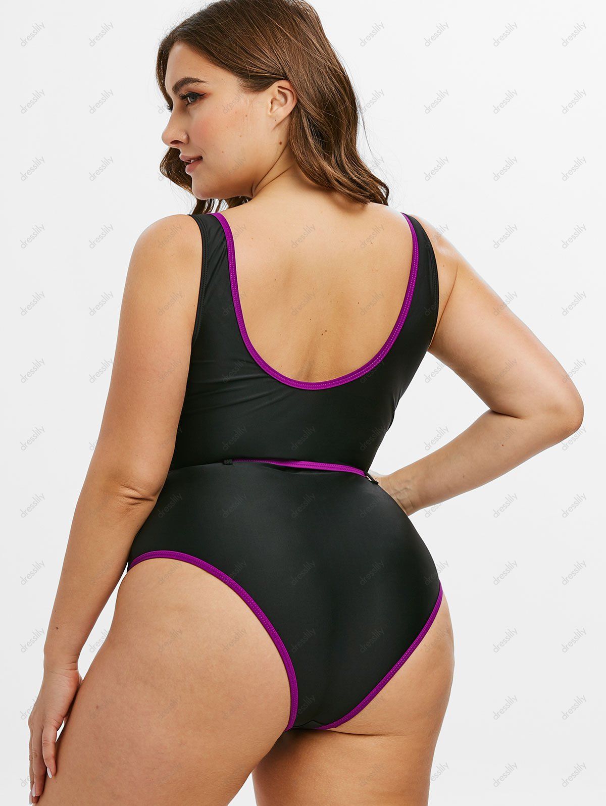  36 OFF 2021 Plus Size Fringed Belted One piece Swimsuit In PURPLE 