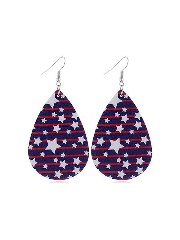 Boucles d'Oreilles Pendantes Drapeau Etoile Goutte d'Eau Imprimé - multicolor A 