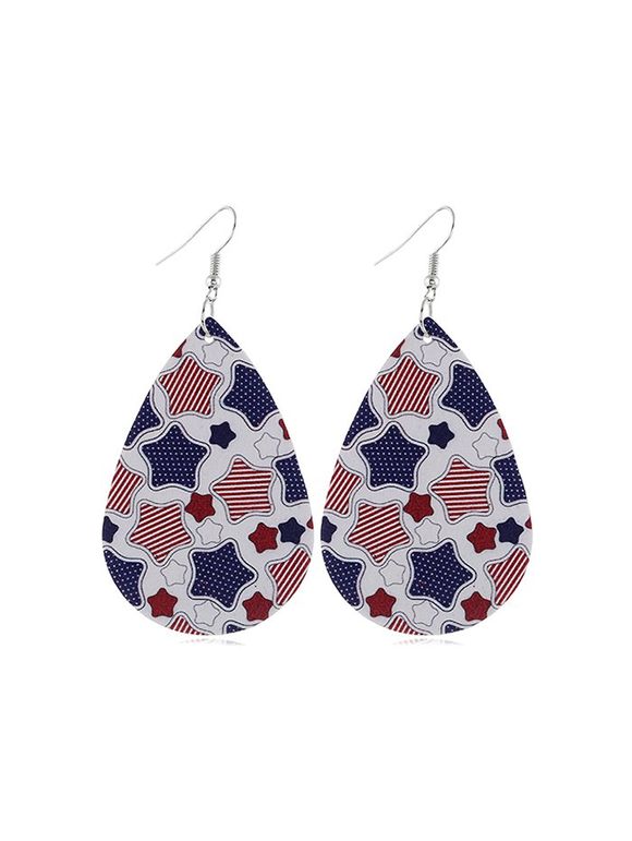 Boucles d'Oreilles Pendantes Drapeau Etoile Goutte d'Eau Imprimé - multicolor C 