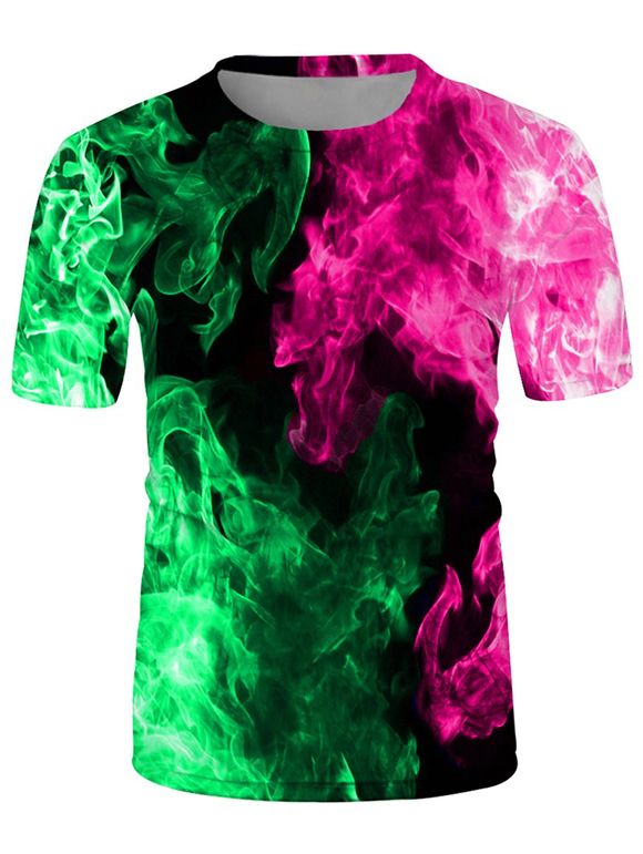 T-shirt Feu Imprimé Manches Courtes à Col Rond - multicolor A 2XL