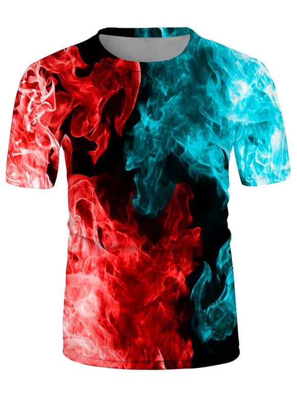 T-shirt Feu Imprimé Manches Courtes à Col Rond - multicolor B 3XL