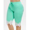 Short Longueur à Genou Panneau en Dentelle de Grande Taille - Bleu Vert 1X