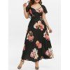 Robe Florale Imprimée en Maille de Grande Taille - Noir L