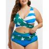 Maillot de Bain Tankini à Imprimé Drapeau Américain de Grande Taille - Bleu Dodger 2X