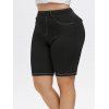 Short Cousu Grande Taille avec Fausses Poches - Noir 3X