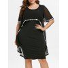 Robe de Travail Moulante Superposée en Maille de Grande Taille à Paillettes - Noir 1X