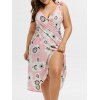 Robe de Plage Enveloppante Imprimé Floral Grande-Taille - Rose 3X