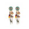 Boucles d'oreilles en perles chaîne longue strass ethniques - multicolor 