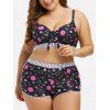 Ensemble de Bikini Galaxie Imprimée à Ourlet Rayé Grande-Taille - Noir L