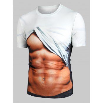 

Naked Belly 3D Print Round Neck T-shirt, White