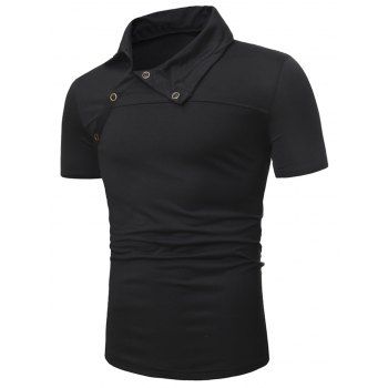 

Half Button Short Sleeve Casual T-shirt, Black