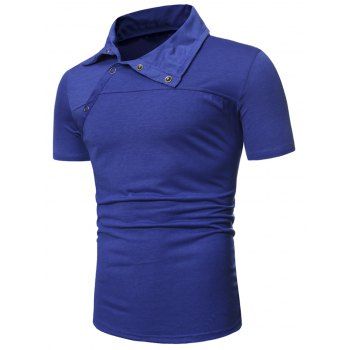 

Half Button Short Sleeve Casual T-shirt, Cobalt blue