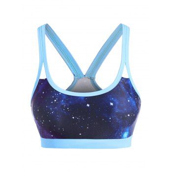 

Contrasting Trim Galaxy Print Bikini Top, Celeste
