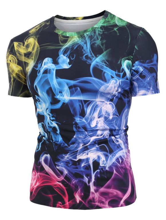 T-shirt 3D de Base Coloré Fumée Imprimée - Aurore 2XL