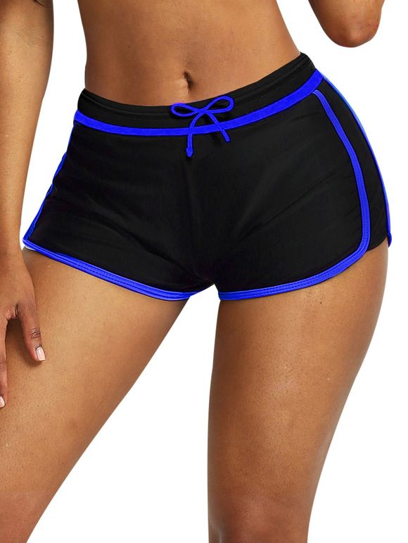 Short de Plage avec Bordure Contrastée à Cordon - Bleu Marine 2XL