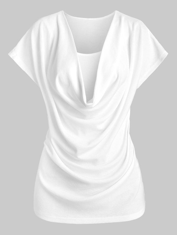 T-shirt Simple à Col Bénitier avec Haut à Bretelle - Blanc 3XL
