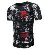 T-shirt Déchiré Teinté Etoile Imprimée - Noir XS