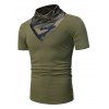 T-shirt Panneau Camouflage à Manches Courtes avec Zip - Vert Armée L