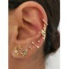 Snake Floral Stud And Ear Cuff Earring Set - GOLD 