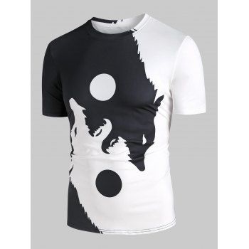 

Ying Yang Wolf Moon Graphic T-shirt, Black