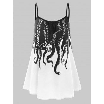 

Plus Size 3D Galaxy Octopus Print Cami Top, White