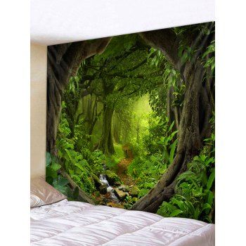 

Forest Path 3D Print Wall Tapestry, Medium forest green