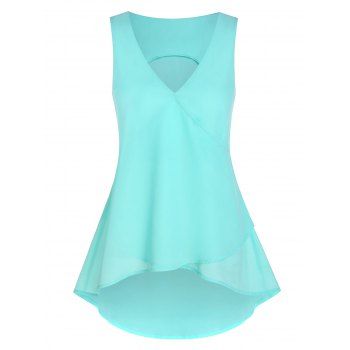 

High Low Surplice Tank Top, Light slate