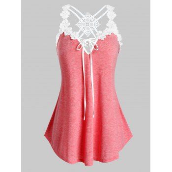 

Plus Size Floral Lace Strappy Tank Top, Pink