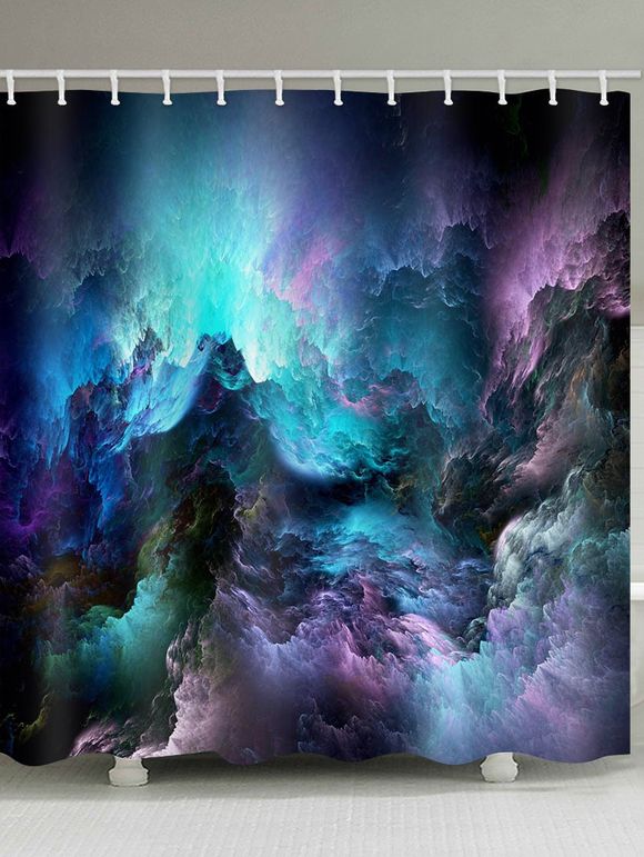 Rideau de Douche Imperméable Nuage et Galaxie Imprimés pour Salle de Bain - multicolor W71 X L71 INCH