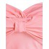 Contrast Mix And Match Tankini Swimwear Bow Detail Lace Insert Padded Two Piece Swimsuit - LIGHT PINK XL