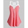 Débardeur à Bretelle Fleuri en Dentelle de Grande Taille - Rose L
