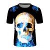 T-shirt Décontracté Graphique Crâne en Feu à Col Rond - multicolor 2XL