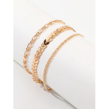 

3Pcs Leaves Chain Anklet Set, Gold