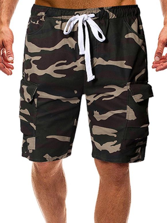 Camouflage Print Multi Pocket Cargo Shorts - ACU CAMOUFLAGE L
