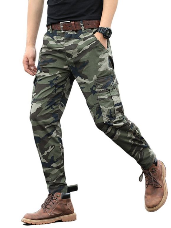Pantalon de Joggong Camouflage Imprimé Zippé - Vert Camouflage 36