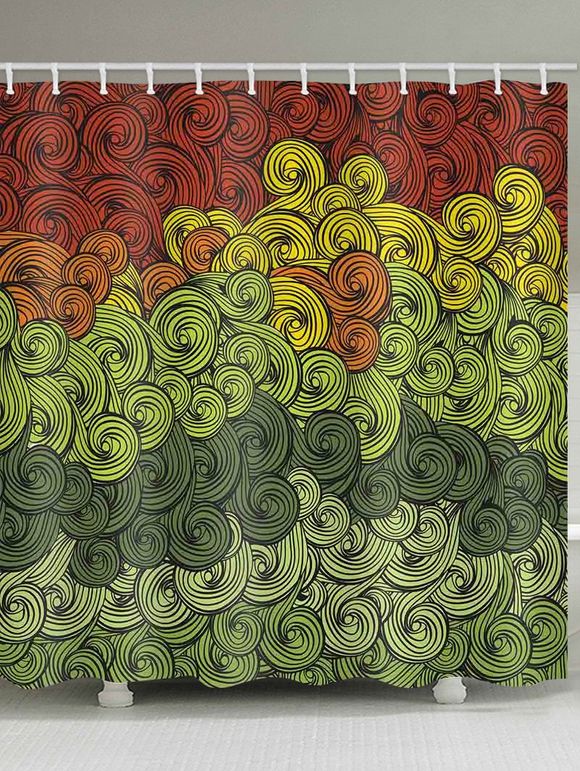 Rideau de Douche Imperméable Vague Dessin Animé Imprimée - multicolor W71 X L79 INCH